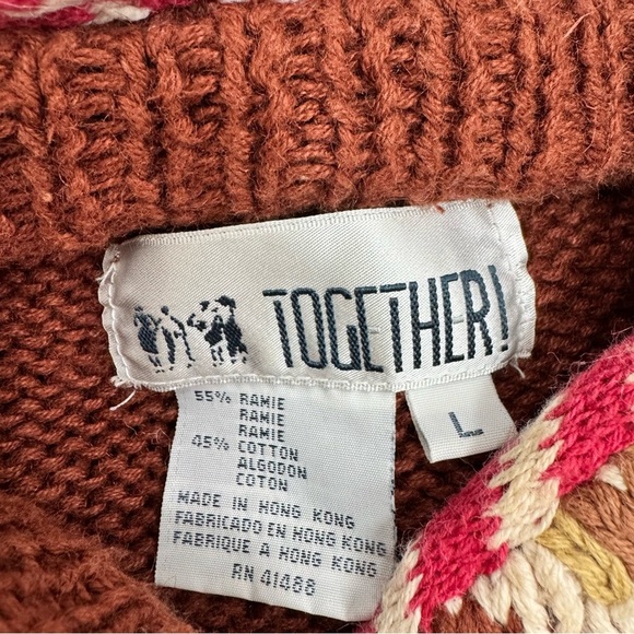 Vintage long button front Together Floral sweater cardigan Sz Large cotton blend - Picture 4 of 5